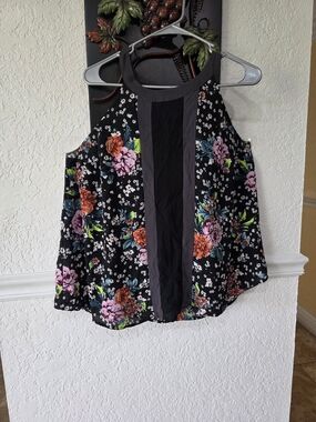 torrid Black Floral Halter Tank with Colorful Blooms